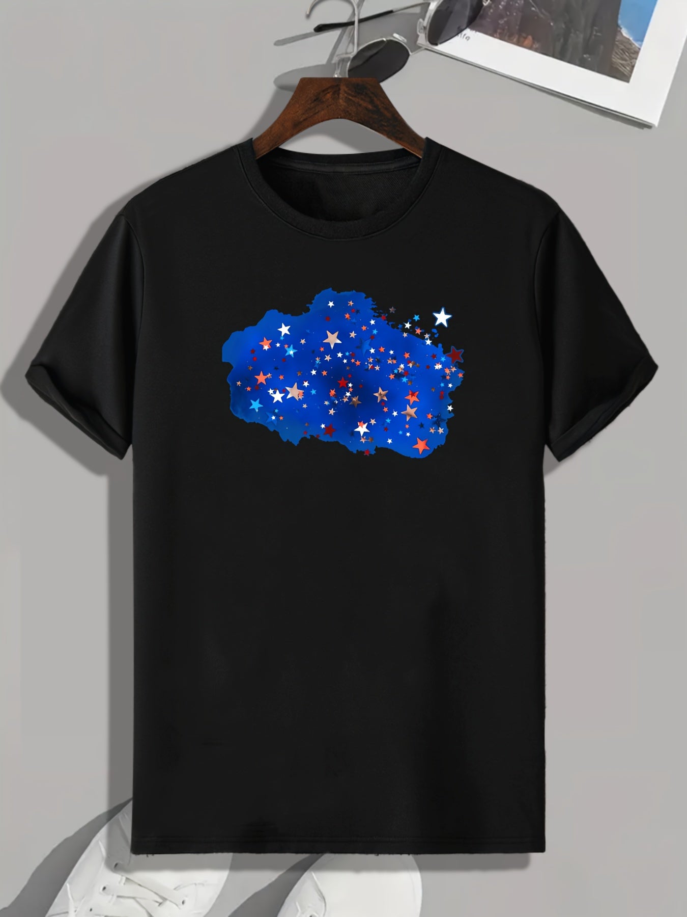 Star Pattern Print Men's Sports Tee