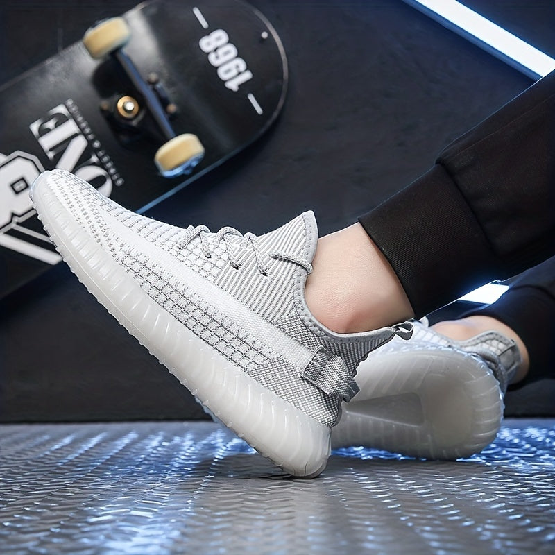 Men's Slip On High Top Sneakers Lightweight Woven Knit Shoes