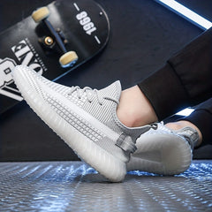 Men's Slip On High Top Sneakers Lightweight Woven Knit Shoes