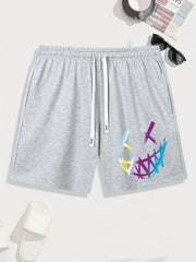 Men's Graphic Print Drawstring Stretchy Short Pants