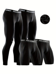 Men's Compression Leggings & Shorts Set - Running Athletic Workout