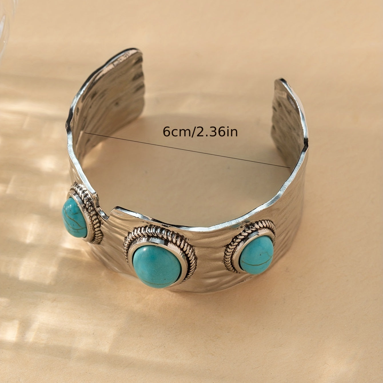 Vintage Bohemian Style Turquoise Iron Egg Open Bracelet