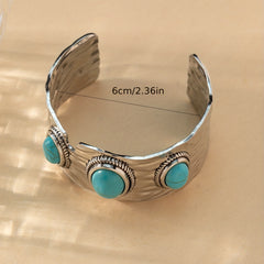 Vintage Bohemian Style Turquoise Iron Egg Open Bracelet