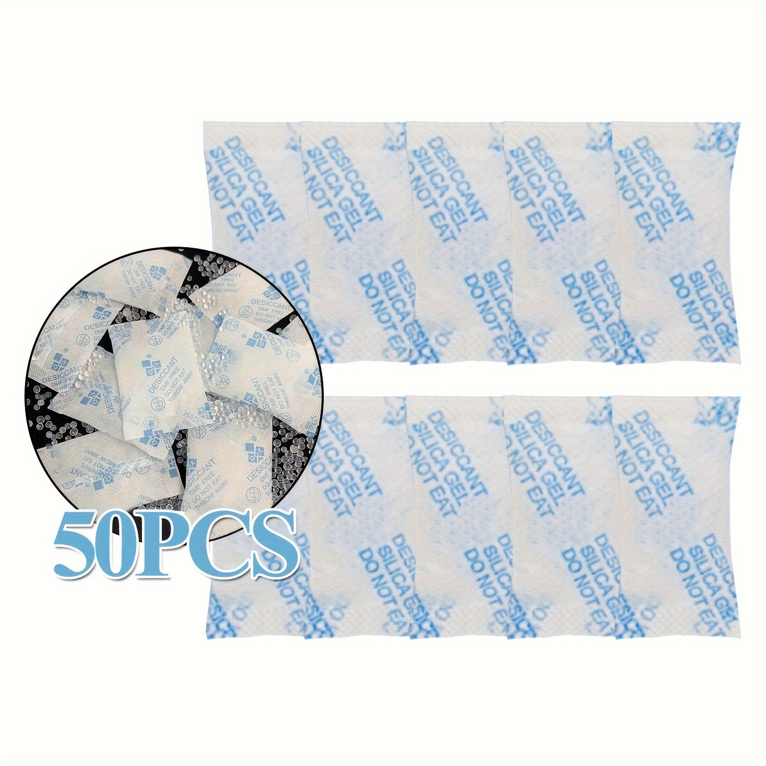50-100pcs Reusable Silica Gel Packets Desiccant For Food Storage
