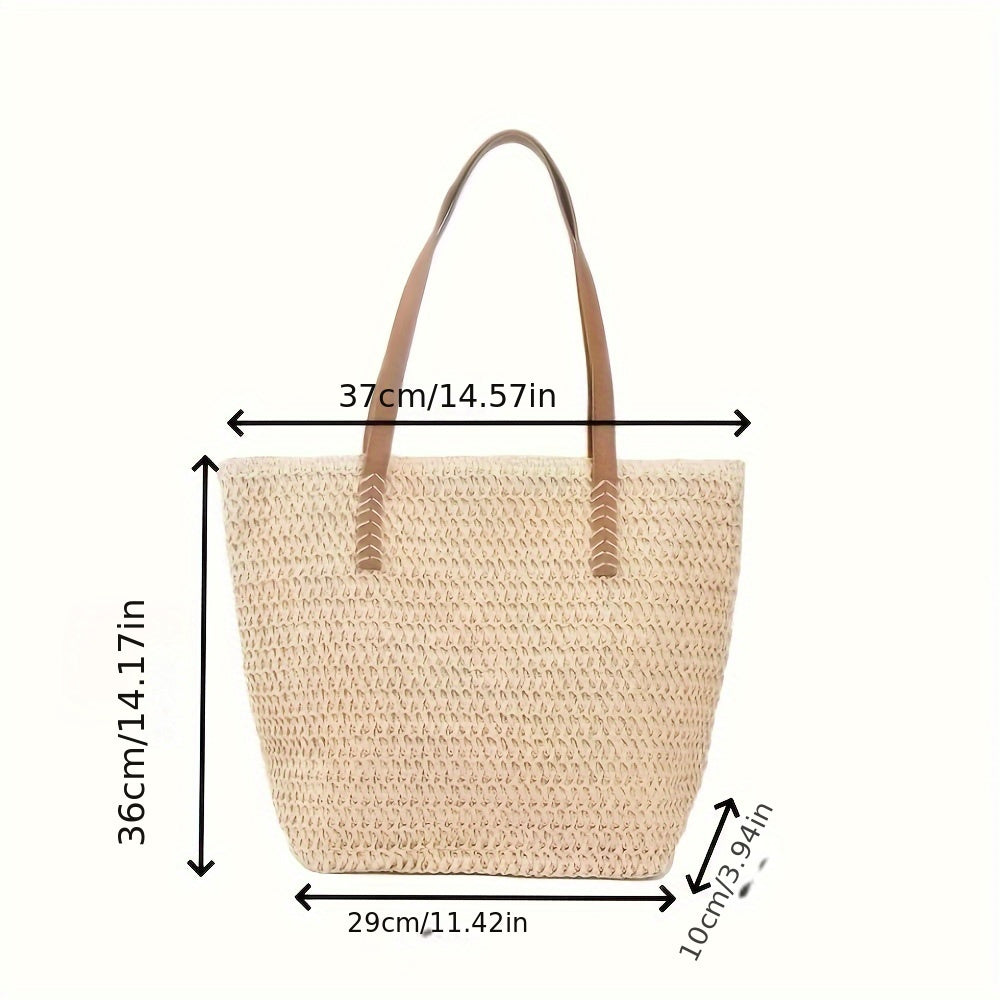 French Style Beach Tote Bag with Zipper Closure and Polyester Lining