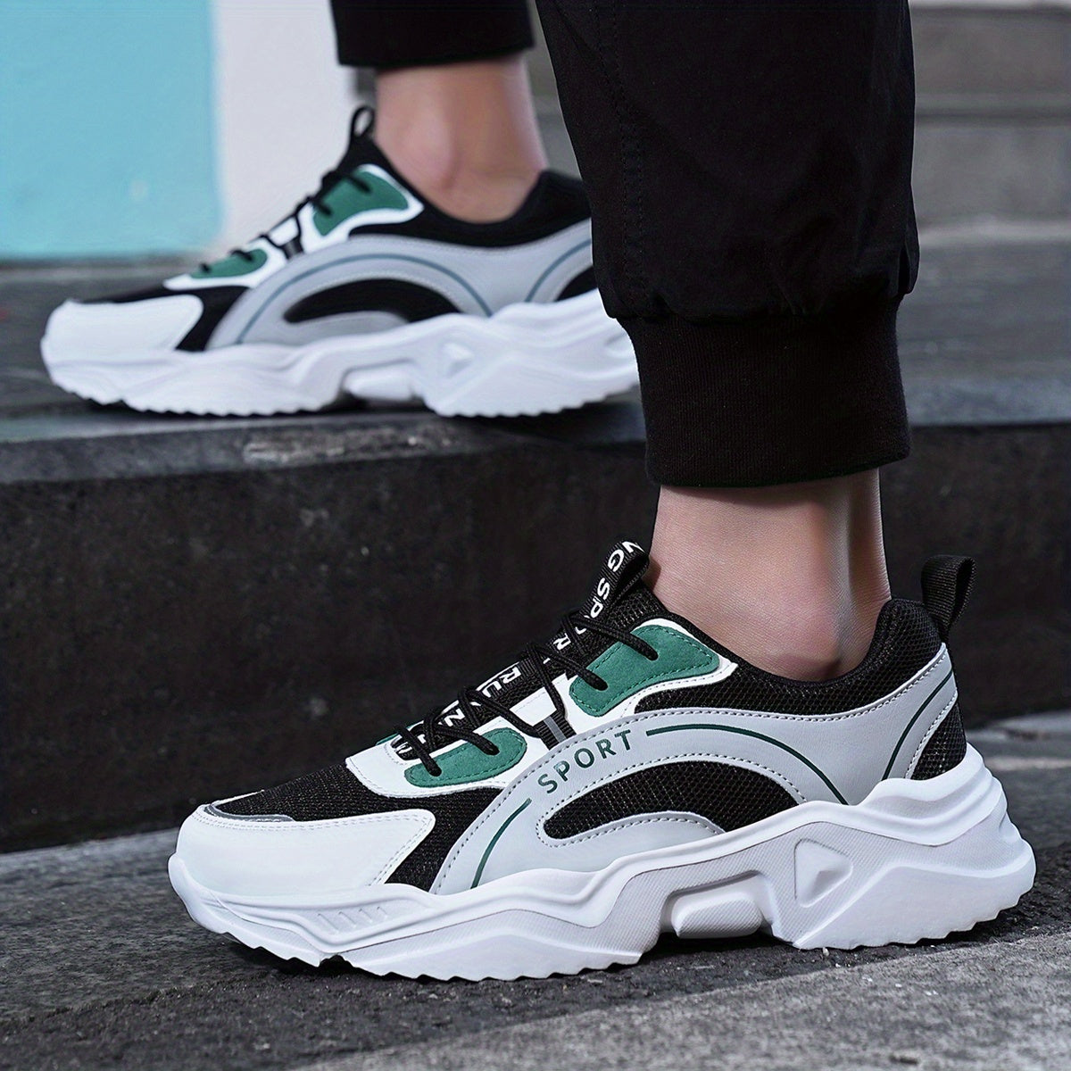Men's Breathable Chunky Sneakers For Jogging Gym