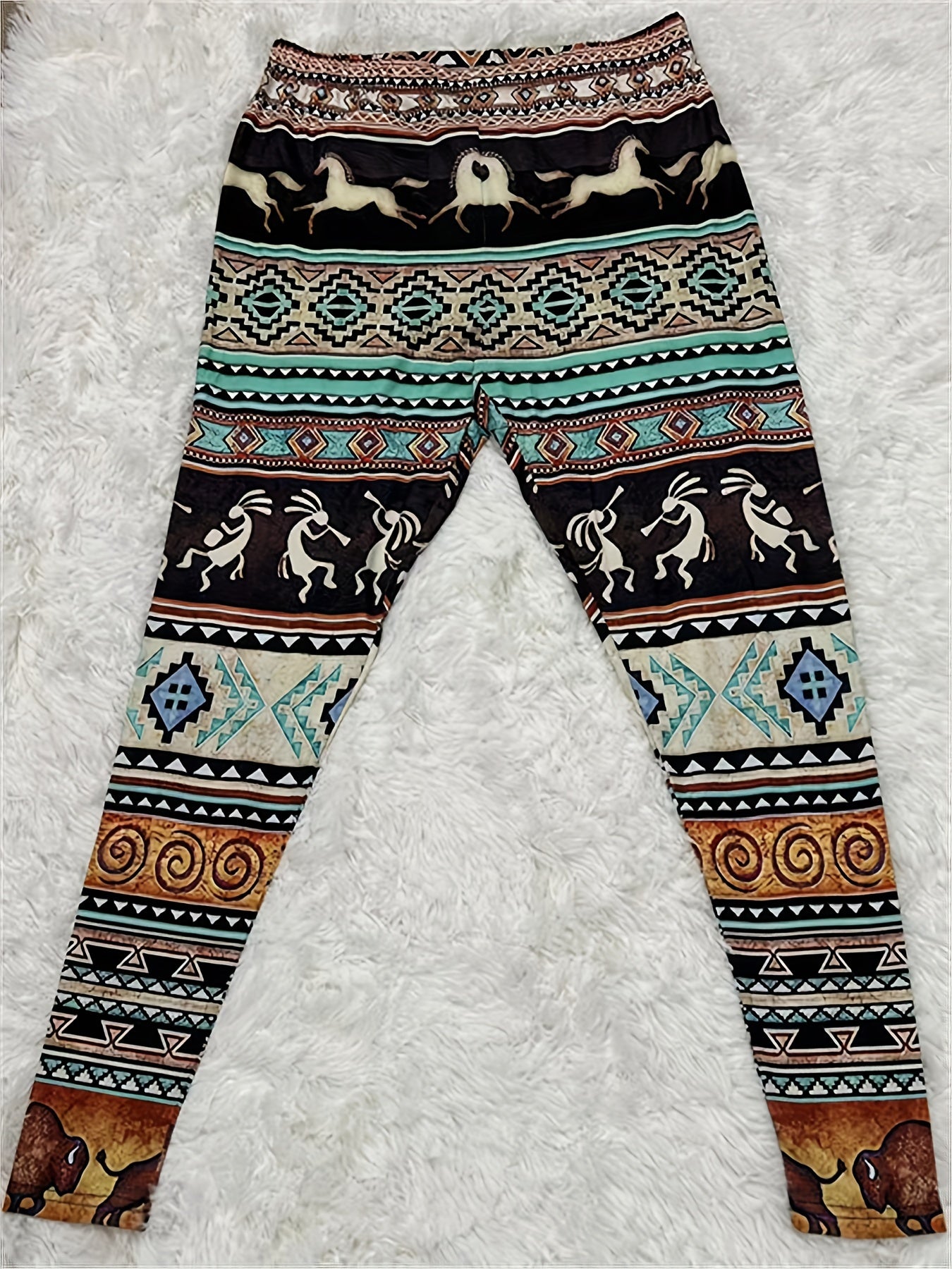  Boho Leggings Women's Plus Tribal Print High Rise