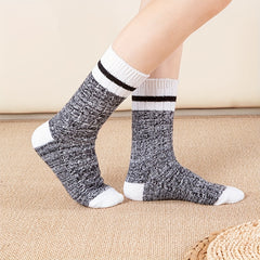 2 Pairs Striped Crew Socks Comfy & Warm Mid Tube Socks Women's Stockings