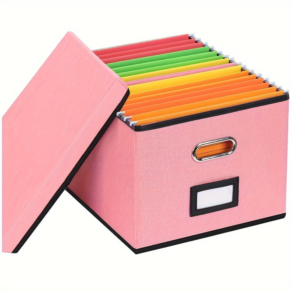 Durable File Storage Box with Lid & Handles - Portable Organizer