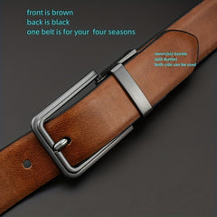  Vintage Leather Belt Reversible Pin Buckle Belt