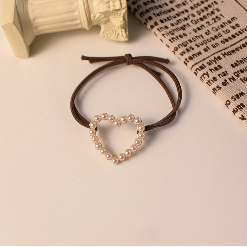 Heart Decor Hair Tie Elastic Hair Ring Ponytail Holder