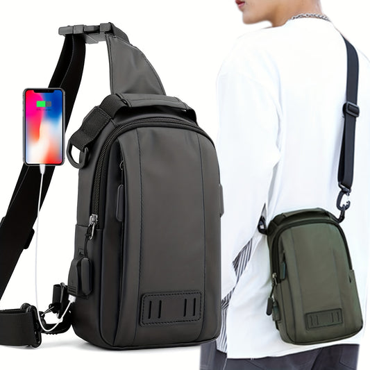 Men's Multifunctional Chest Bag USB Charging Waterproof Travel Shoulder Bag