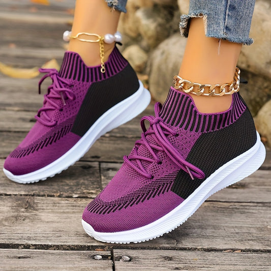 Women's Breathable Lace-up Running Shoes Soft Sole Casual Sneakers