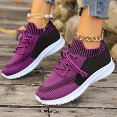 Women's Breathable Lace-up Running Shoes Soft Sole Casual Sneakers