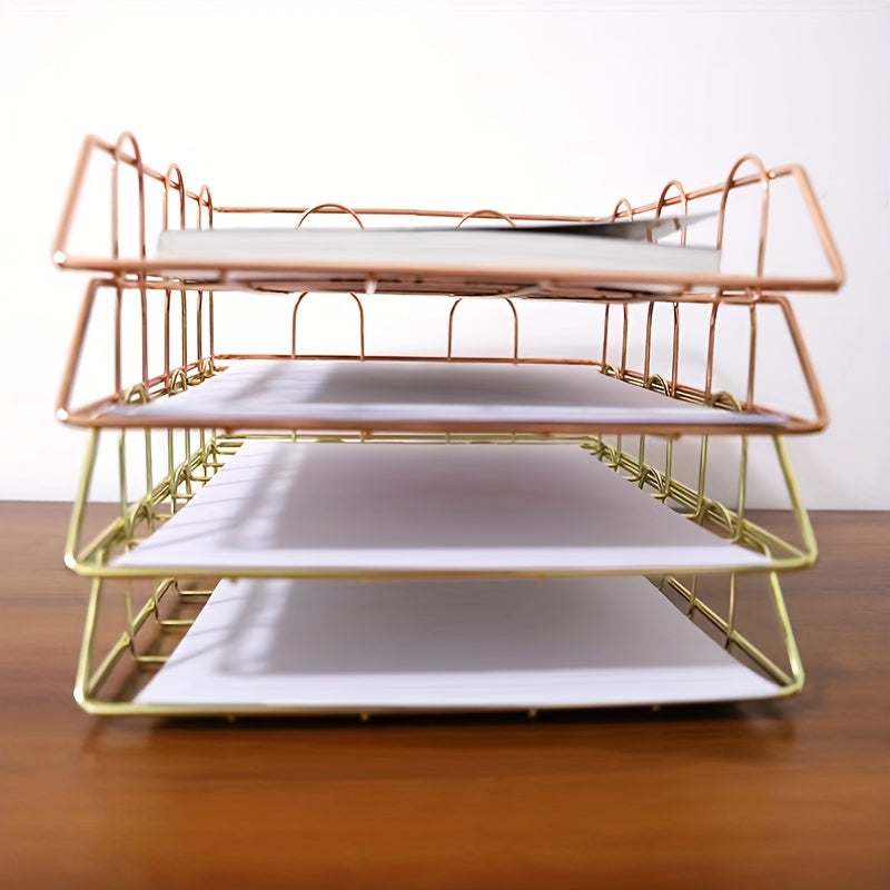 Metal Letter Tray Stackable Magazine File Rack Paper Manager