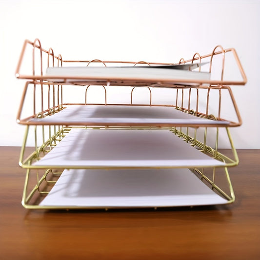 Metal Letter Tray Stackable Magazine File Rack Paper Manager
