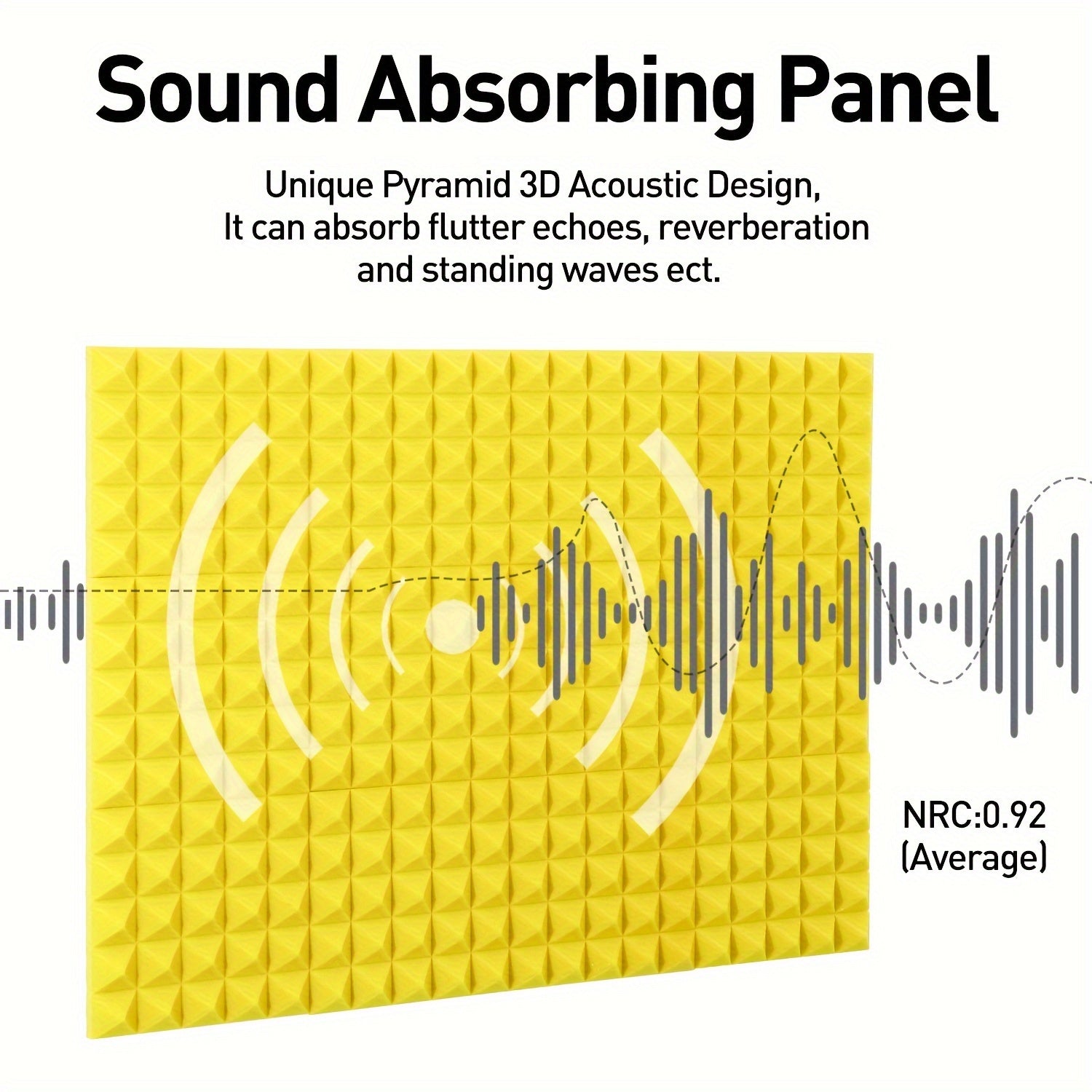 24pcs Yellow Pyramid Sound Absorbing Cotton for Recording Room