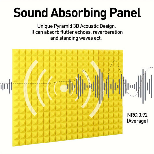 24pcs Yellow Pyramid Sound Absorbing Cotton for Recording Room