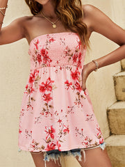 Boho Floral Print Tube Dress Sleeveless Summer Clothing