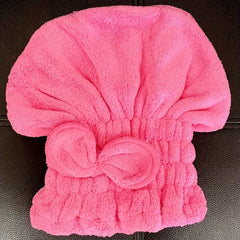 Soft Bow Decor Hair Drying Cap Towel Quick Drying Shower Cap