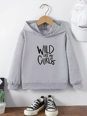 Kids Letter Print Casual Hooded Sweatshirt