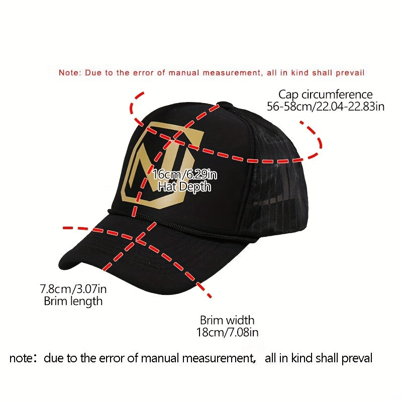 Mens Letter Print Baseball Cap Trucker Hat