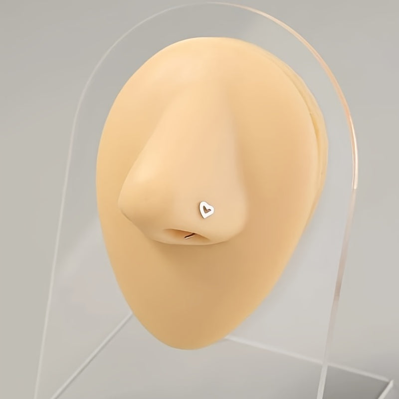 Love Hollowed Out Nose Ring Stainless Steel S Shaped Nose Nail