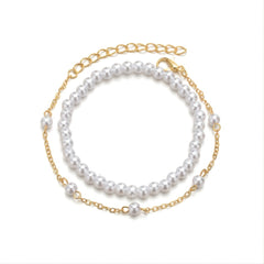 Vintage Sweet Faux Pearl Bead Bracelet Set 2 Pcs for Women