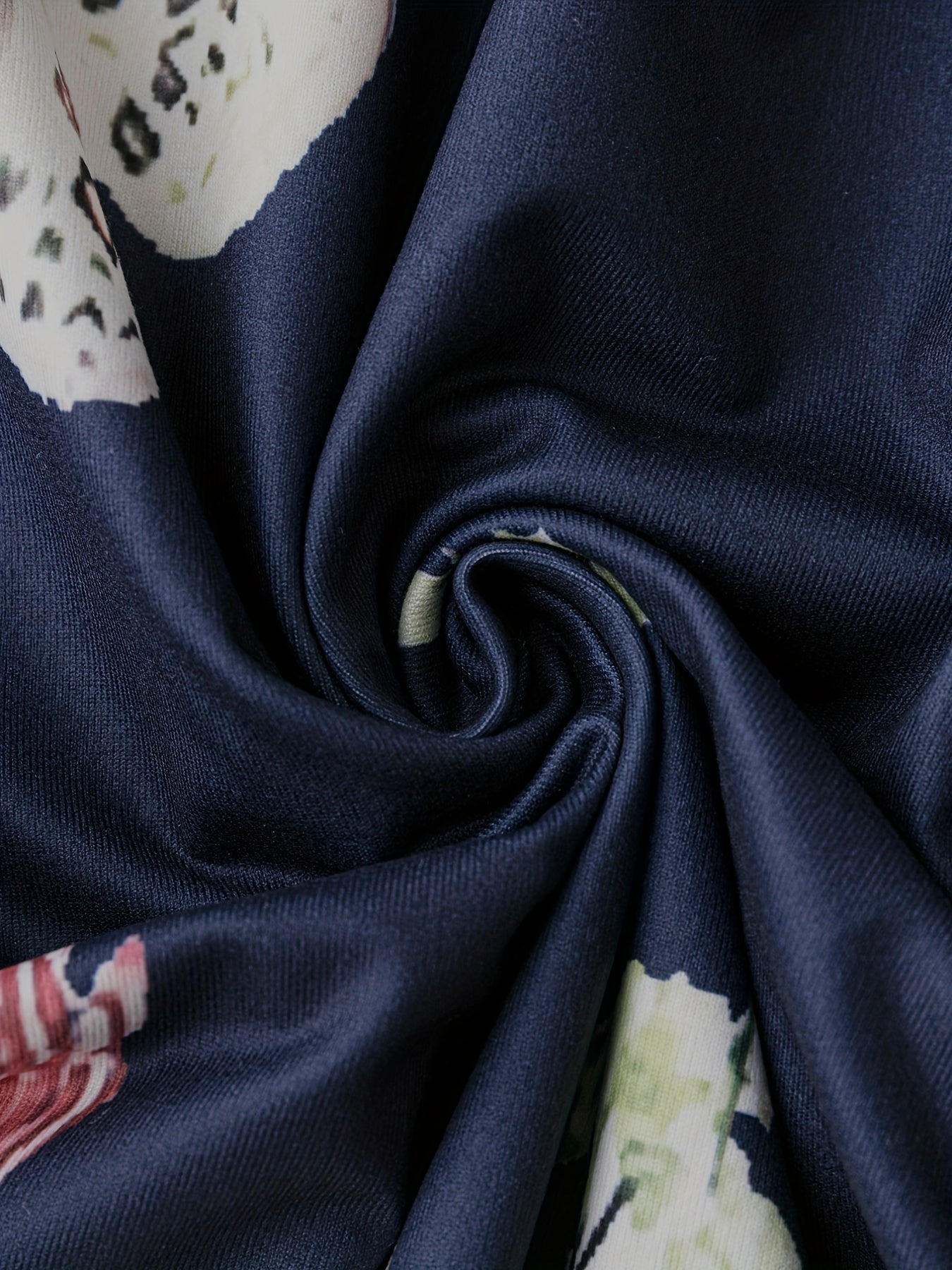 Women's Plus Floral Print Stretch Pants with Tie Front