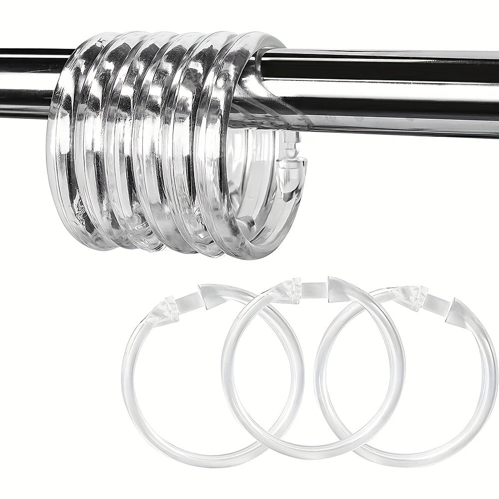 12 Transparent Plastic Shower Curtain Rings High Hooks For Bathroom Shower Rods