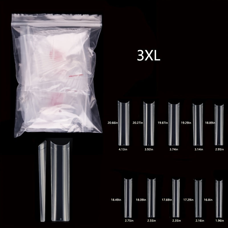 500 Pcs Long Clear Coffin Nail Tips with Case