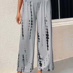  Tie Dye Ruffle Trim Wide Leg Trousers