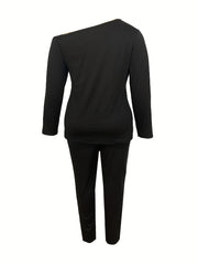  One Shoulder Wrap Top & Pants Set
