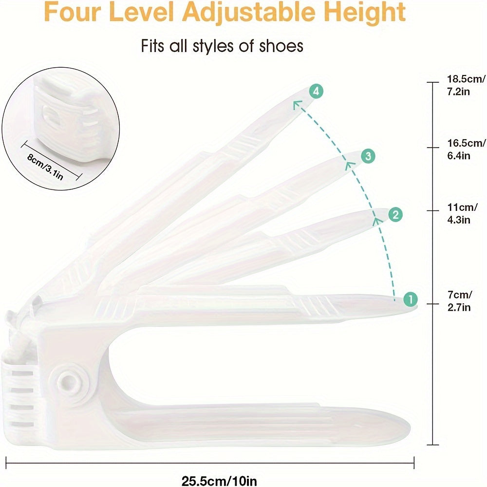 10pcs Shoe Slot Organizer Adjustable Double Layer Shoe Rack