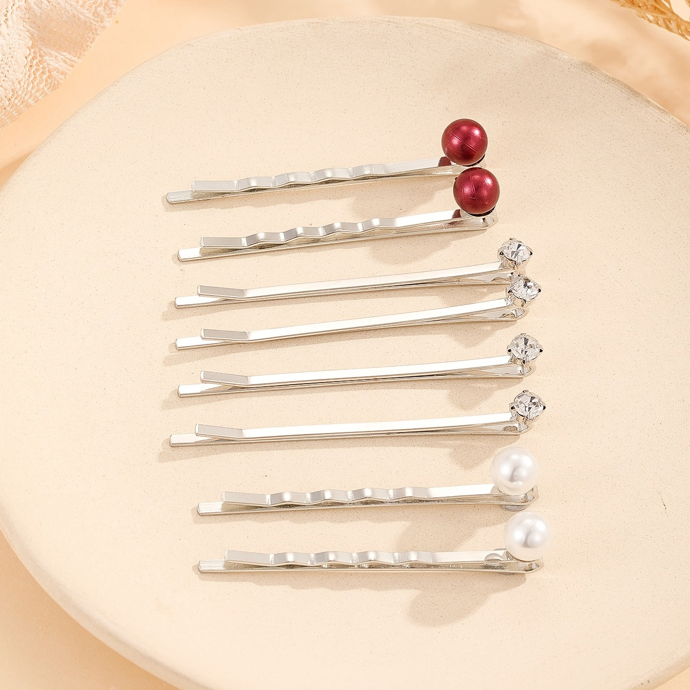 Rhinestone Faux Pearl Hair Clip Bobby Pin Side Clip Head Jewelry