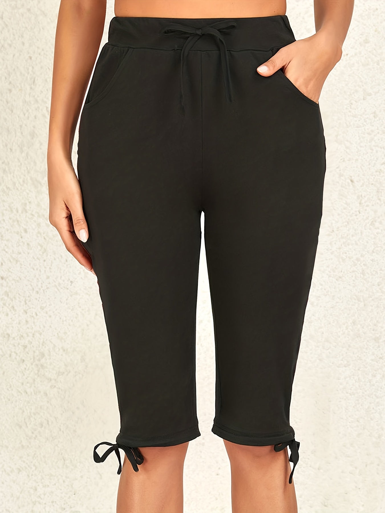 Women's Plus Size Casual Drawstring Knee Length Pants