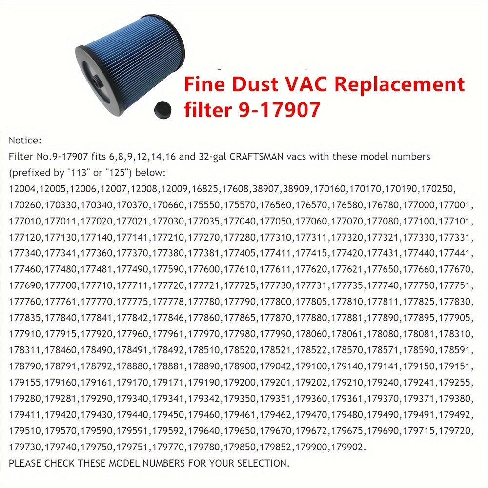 HEPA Filter 9-17907 for Craftsman Vacs