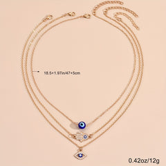 3pcs Evil's Eye Pendant Necklaces Rhinestone Inlaid Neck Jewelry Gift