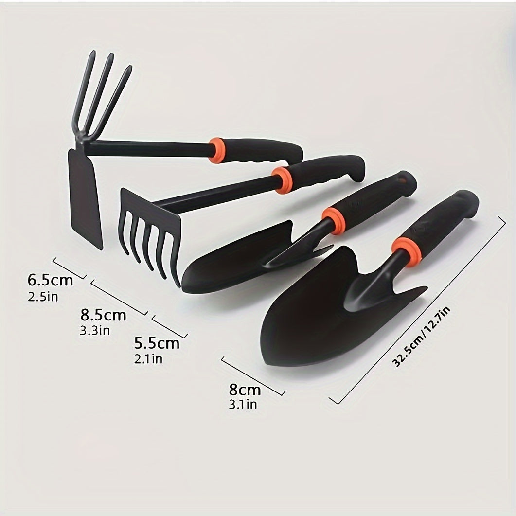 4pcs Garden Shovel & Rake Tool Set Dual purpose Hook Wide & Narrow Iron Shovel