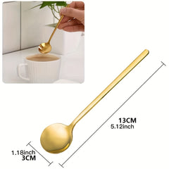 6 Stainless Steel Long Handle Coffee Spoon Set