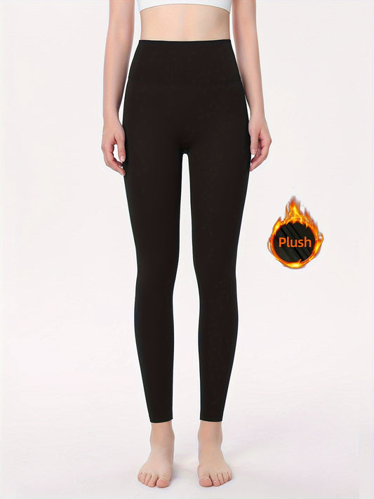 Women's Thermal Plush Lined High Waist Yoga Leggings Winter Warm Tights
