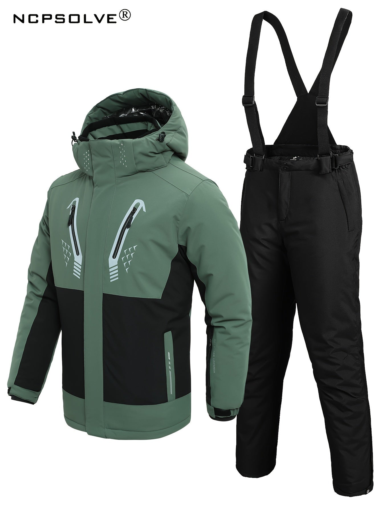Men's Thermal Ski Jacket & Bib Pants Set for Outdoor Climbing Skiing