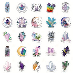 50 Pcs Boho Style Crystal Stickers Set Gem Vinyl Waterproof Decals