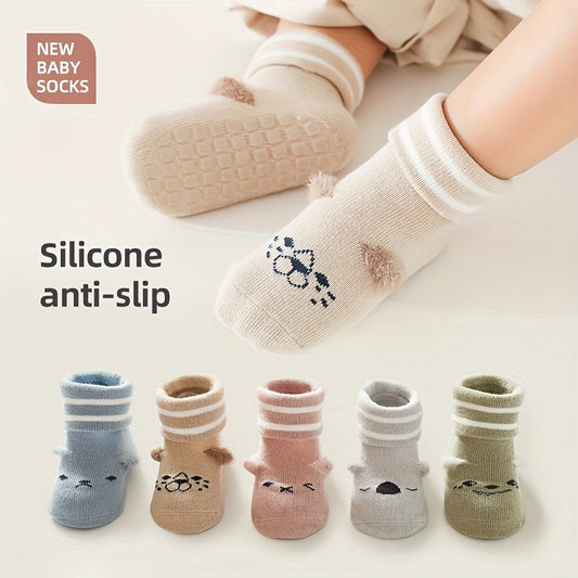 5 Pairs Kids Non-slip Floor Socks Toddler Cartoon Baby Socks