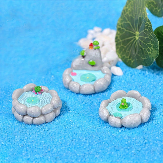 3pcs Christmas Mini Water Pool Pond Deco for Fairy Garden Mini Landscape