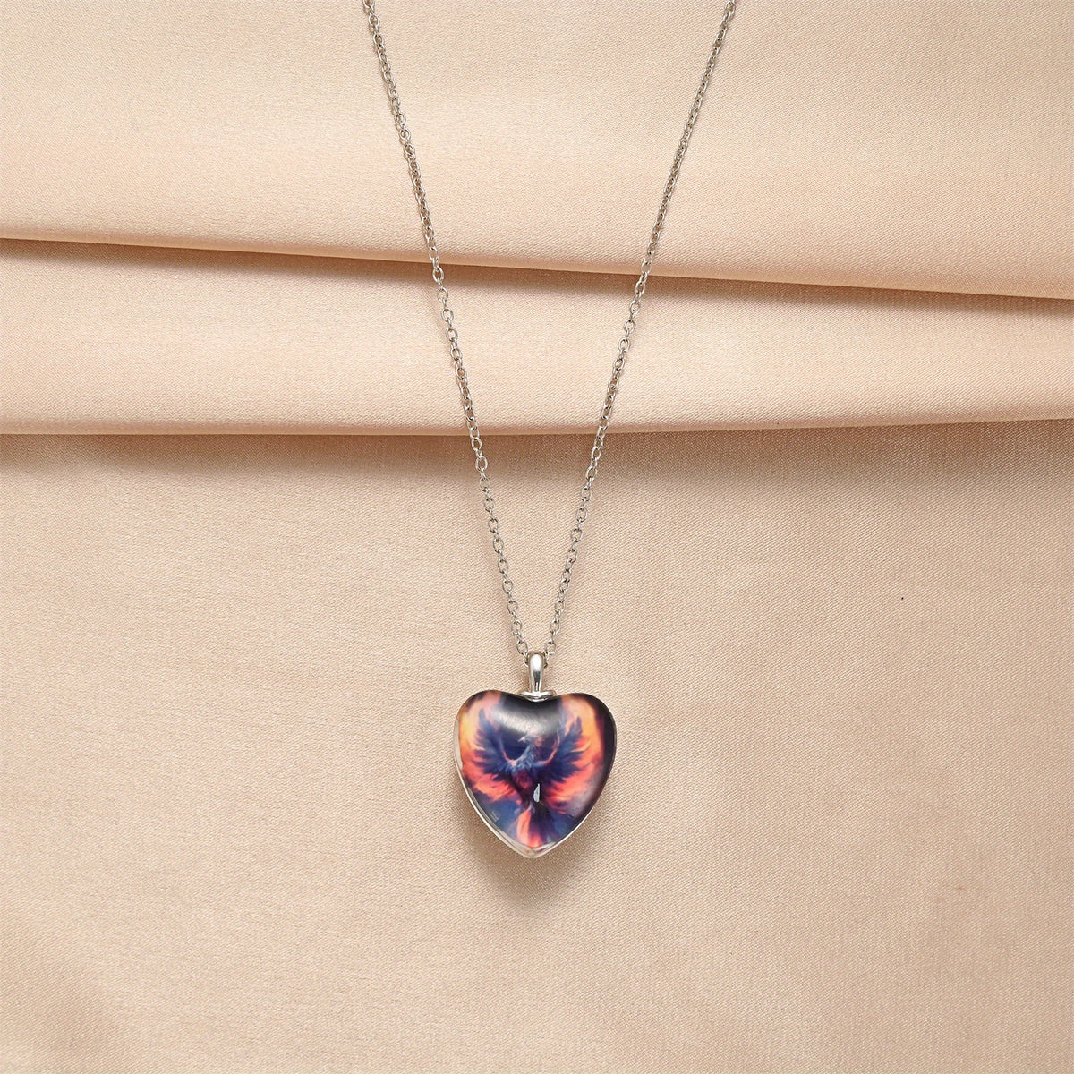 Men's Crystal Heart Pendant With Eagle Wings - Party Jewelry Gift