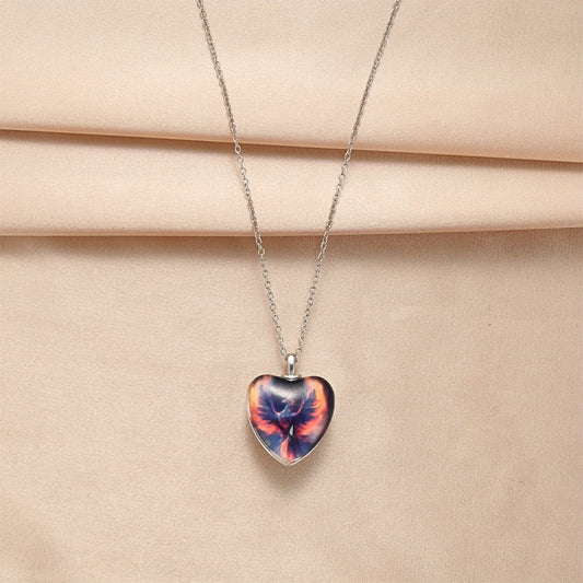 Men's Crystal Heart Pendant With Eagle Wings - Party Jewelry Gift