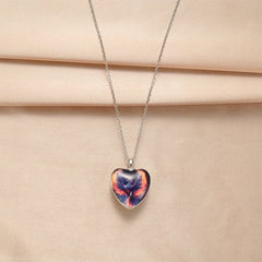 Men's Crystal Heart Pendant With Eagle Wings - Party Jewelry Gift