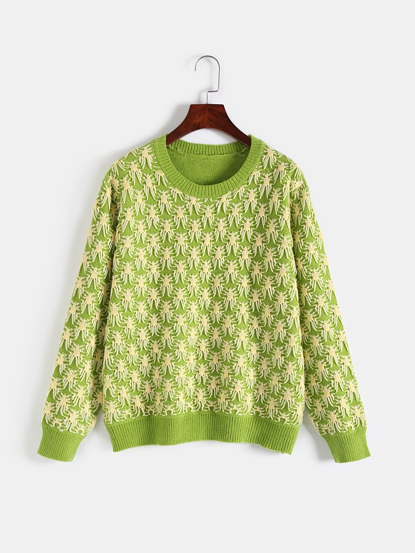  Jacquard Long Sleeve Knitwear Women's Plus Casual Pullover Sweater