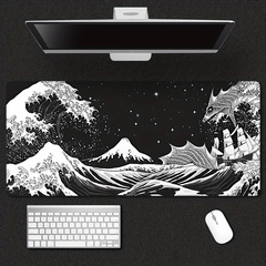 Sea Wave Mouse Pad Japanese Pop up Painting Lock Edge Keyboard Pad